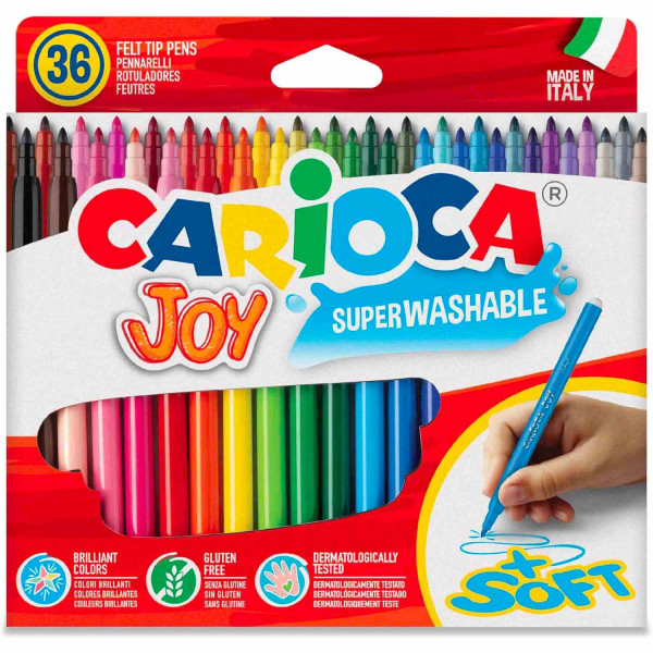 CARIOCA Pennarelli Joy Lavabili, 36 Colori Punta Fine