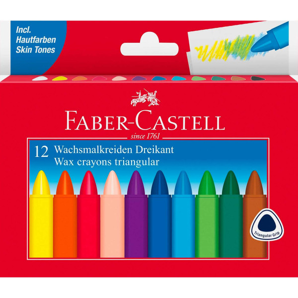 Faber-Castell 12 pastelli a cera per bambini