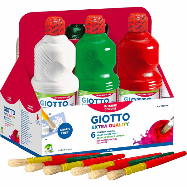 Giotto Tempera Pronta Qualità Extra - Confezione 6 Flaconi da 1 Litro