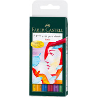 Faber-Castell Pitt Artist Pen Brush - Set di 6 penne a inchiostro punta fine