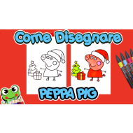 Come Disegnare Peppa Pig con Berretto e Regali di Natale