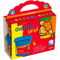 GIOTTO Bebè Colori a Dita Super Lavabili - Confezione da 4 Barattoli 150 ml