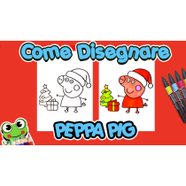 Come Disegnare Peppa Pig con Berretto e Regali di Natale